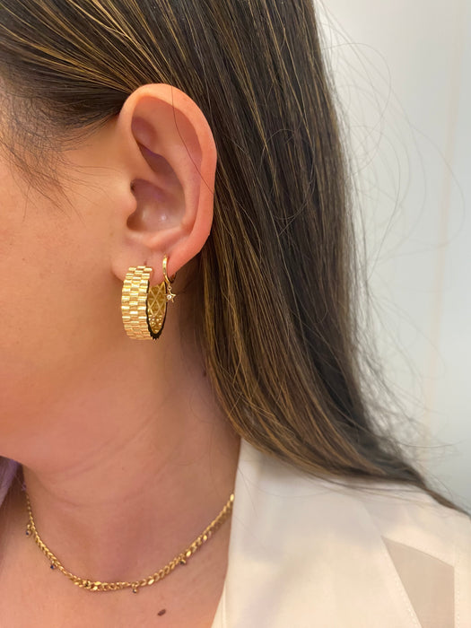 14k riveted link hoop earrings