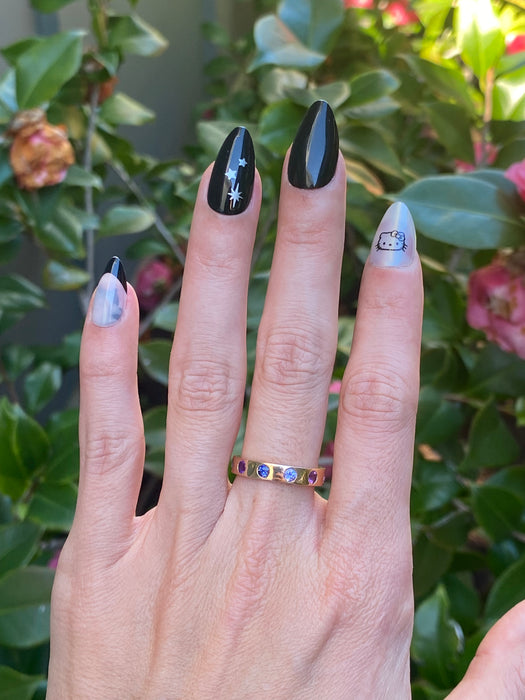 18k rose gold rainbow eternity ring size 6.5