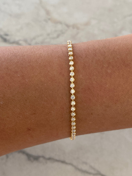 Vintage 18K Gold Natural Diamond Tennis Bracelet 1.00 TCW
