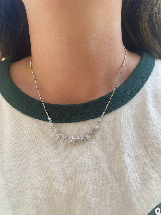 Vintage Platinum 900 Natural Diamond Articulated Flower Necklace – 1.50 TCW