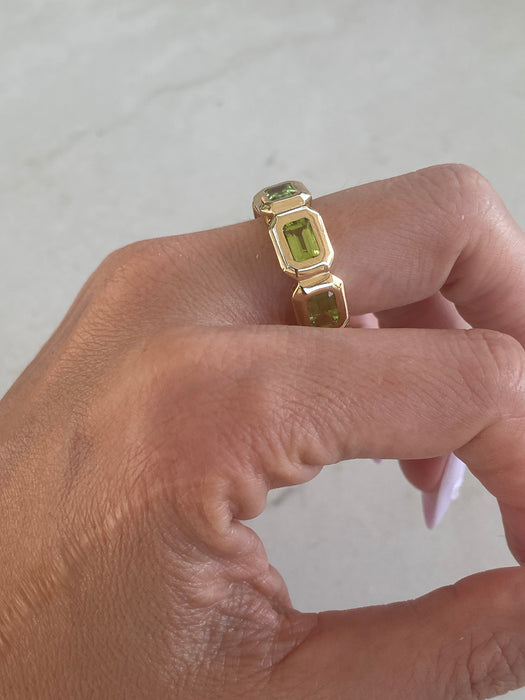 14K Gold Bezel-Set Peridot Eternity Ring