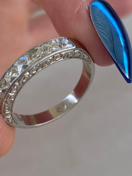 Antique French Platinum 850 French Cut Diamond Ring — Circa 1910