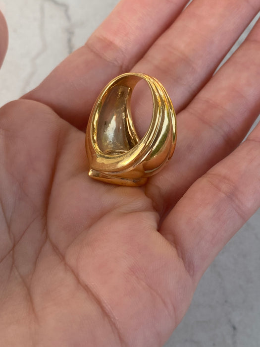 Vintage 14K Gold Pink Tourmaline Pear Ring