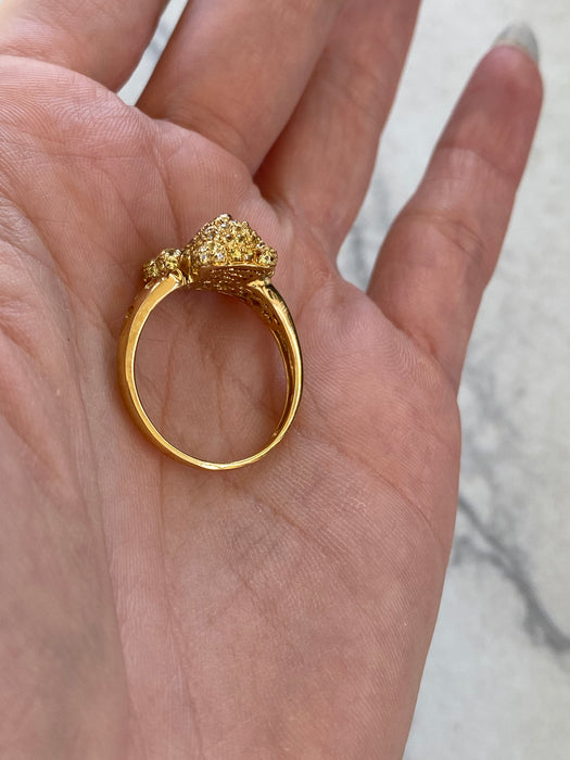 Vintage 18K Gold Citrine Bear Ring