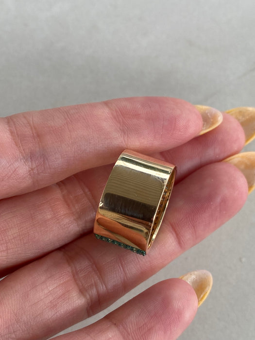 14K Gold Green Garnet Cigar Band Ring | 1.8 CTW Green Garnets | Size 6.5