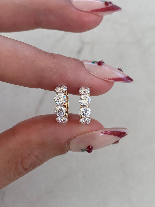 14K 1.36 TCW Lab Diamond Invisible Set Huggie Earrings