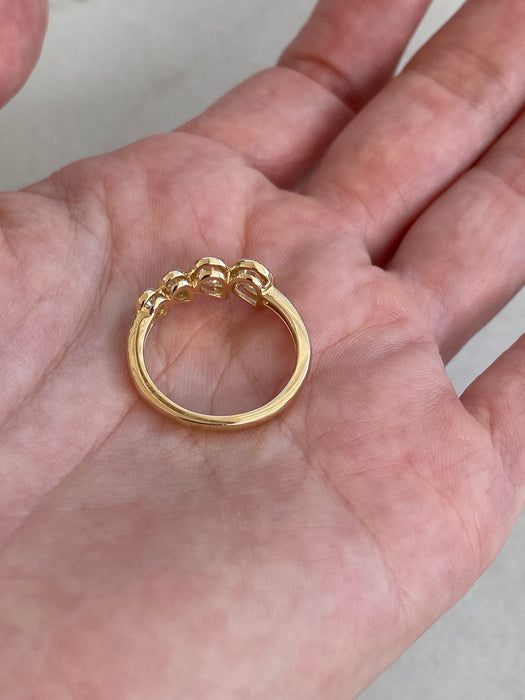 14K Gold Four Pear Partial Bezel Lab Diamond Ring