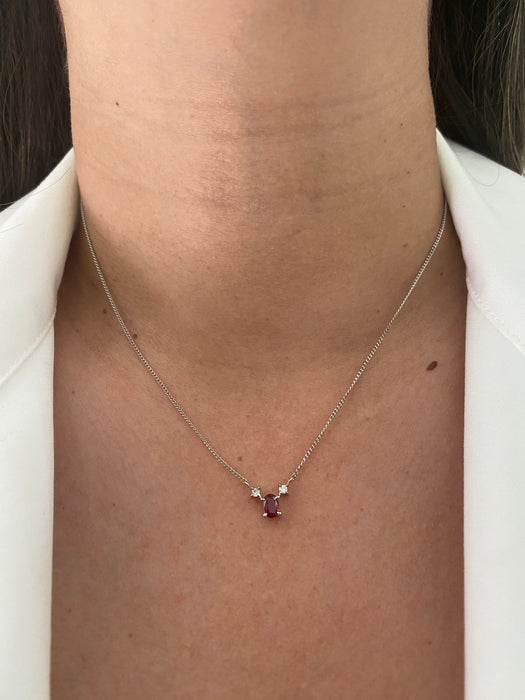 Platinum ruby and diamond curb necklace