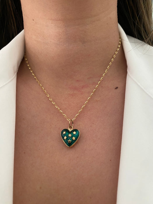 14k double sided enamel star heart pendant charms