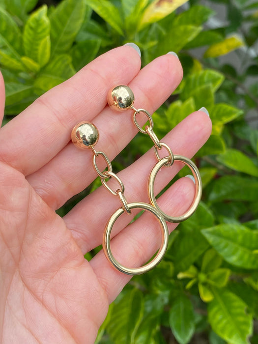 14k dangle ball earrings