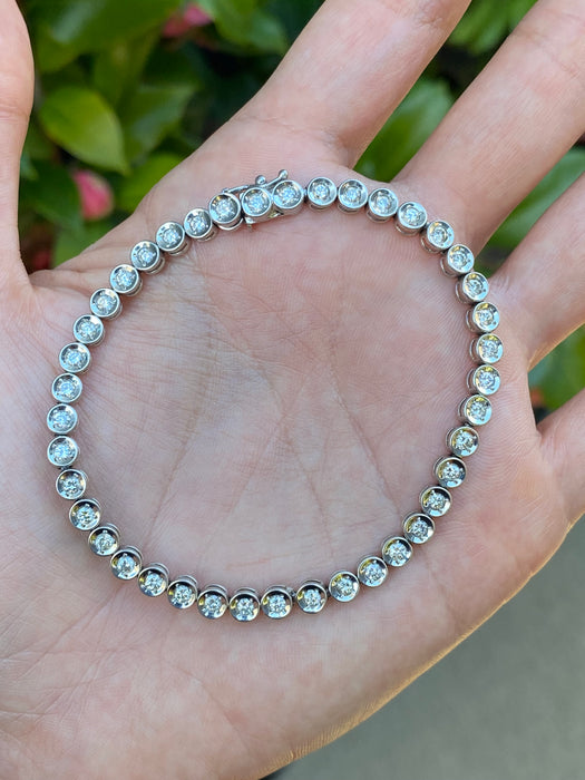 Vintage Platinum 850 Bezel Set 2 TCW Diamond Tennis Bracelet