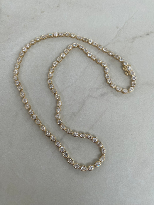 14K Gold Multi-Shape Lab Diamond Tennis Necklace – 10.0 CTW D/VS