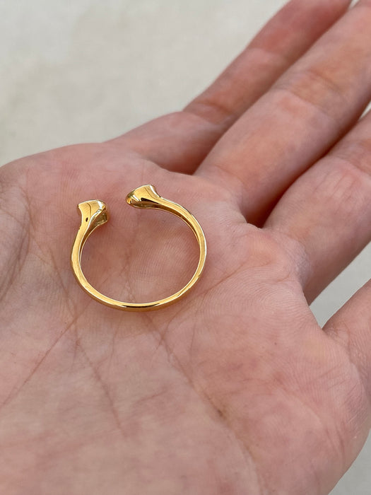 18K Gold Natural Diamond Marquise & Pear Open Ring
