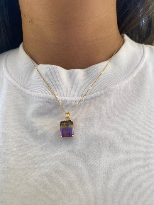 Vintage 14K Gold Ametrine Pendant- 6 Carat