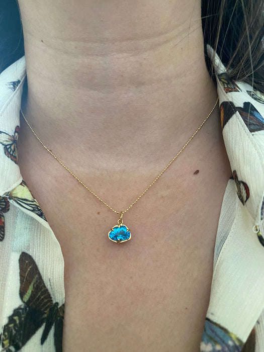 14k Swiss blue topaz cloud charm