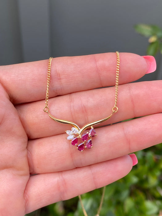 18k ruby diamond necklace 16” or 17.5”