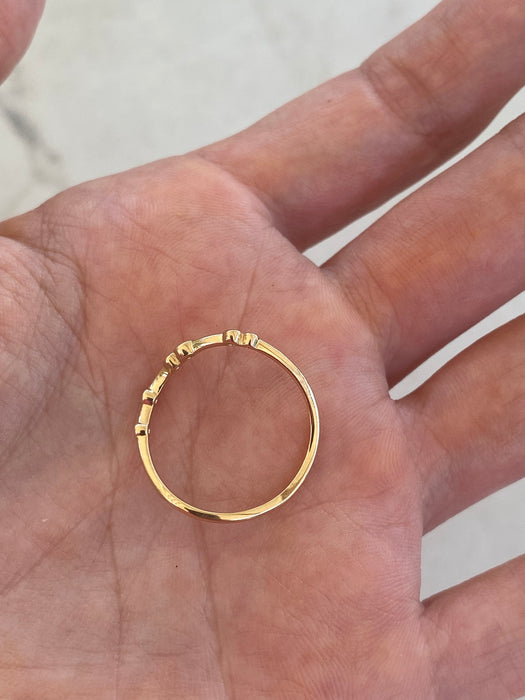 14K Gold Curved Lab Diamond Station Band Ring