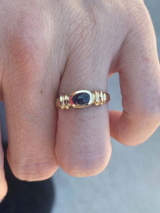 14k blue sapphire cabochon ring size 6