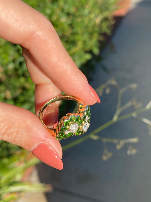 18k diamond tsavorite green garnet ring size 7