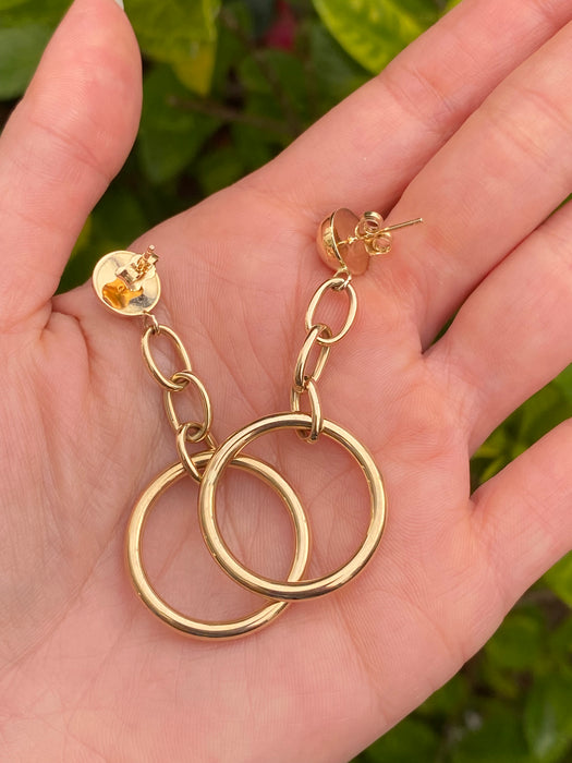 14k dangle ball earrings