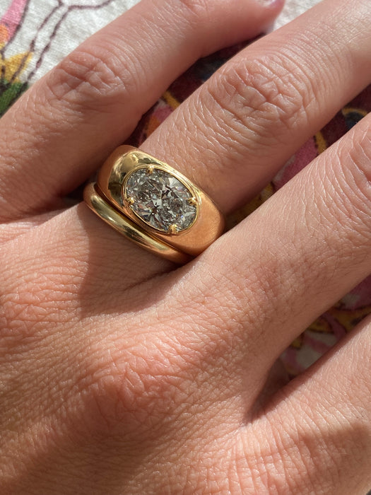 Blossom- 14k lab 2 carat oval east to west diamond ring size 7