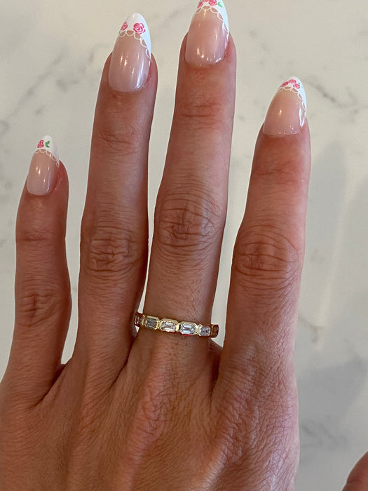 14K Gold Bezel Set Emerald Cut Lab Diamond Ring – 0.84 CTW