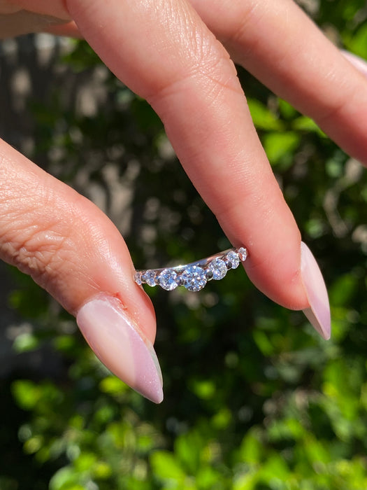 Vintage Platinum 900 Diamond Chevron Ring