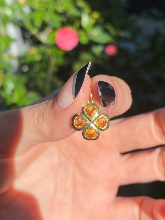 14K Gold Yellow Sapphire Clover Pendant