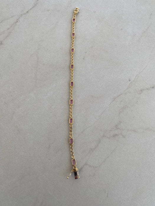 14K Gold Diamond & Pink Sapphire Bracelet