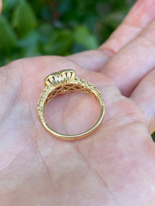 18K Gold Pink Sapphire Heart & Diamond Ring – 1.03 CT Unheated Sapphire – Size 6.5