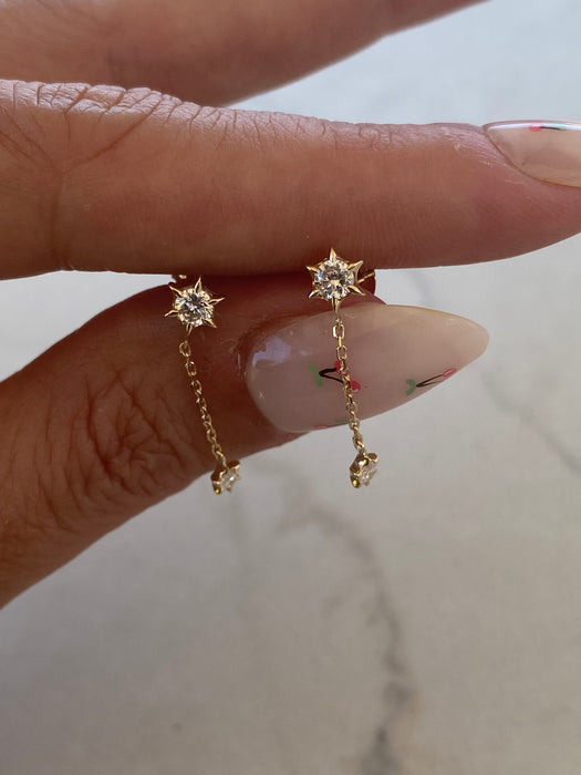 14K Lab Diamond Star Drop Earrings