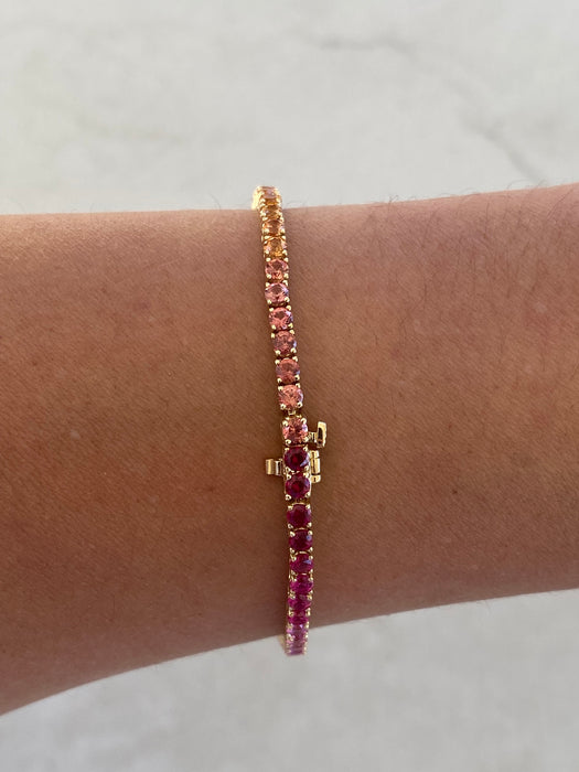 14K Gold Rainbow Sapphire Tennis Bracelet