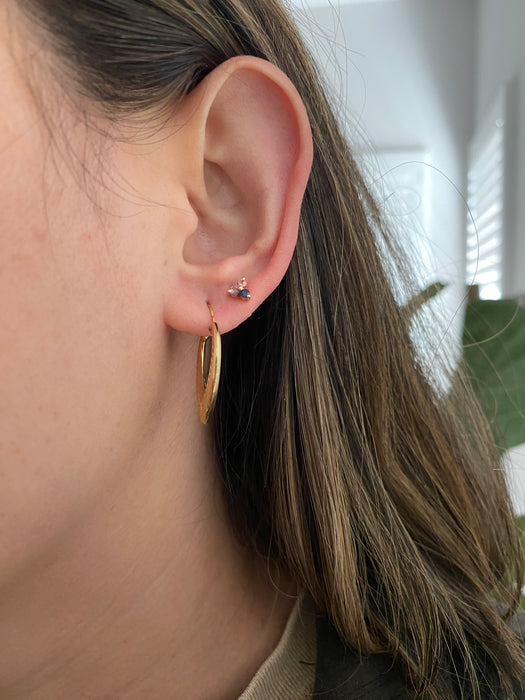 Vintage 14K Gold Etched Heart Hoop Earrings