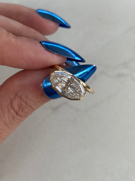14K Bezel-Set Oval Lab Diamond Ring