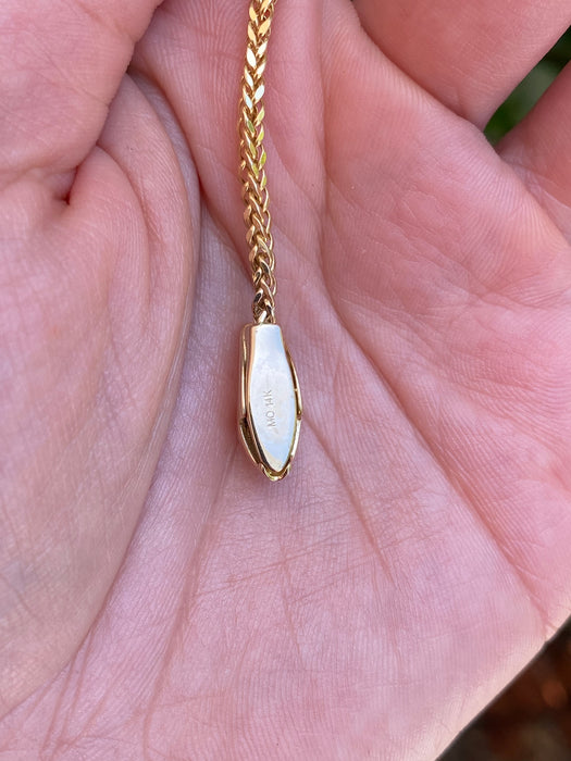 14K Gold Ruby Snake Foxtail Chain Lariat Necklace