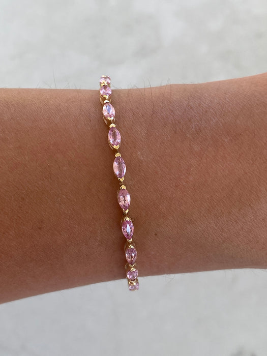 14K Natural Pink Sapphire Marquise Bracelet