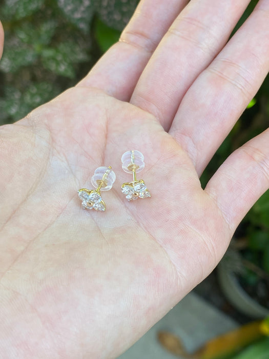 14k 1 carat lab diamond flower stud earrings