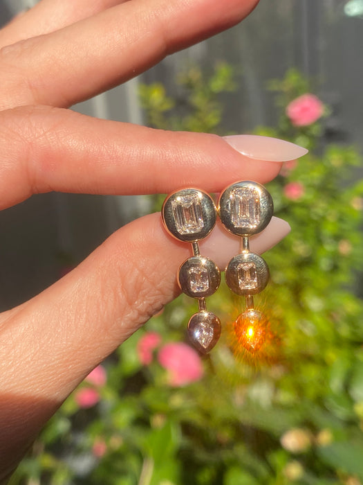 14k lab 2.2 carats diamond chunky bezel set earrings