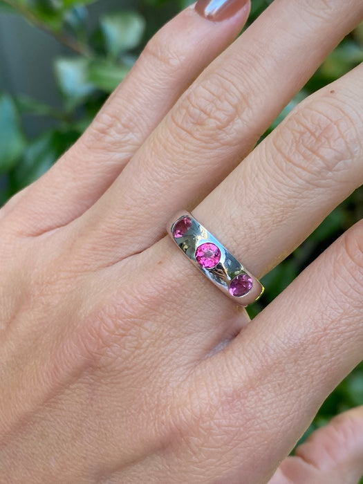 Vintage 18K White Gold Pink Tourmaline Ring