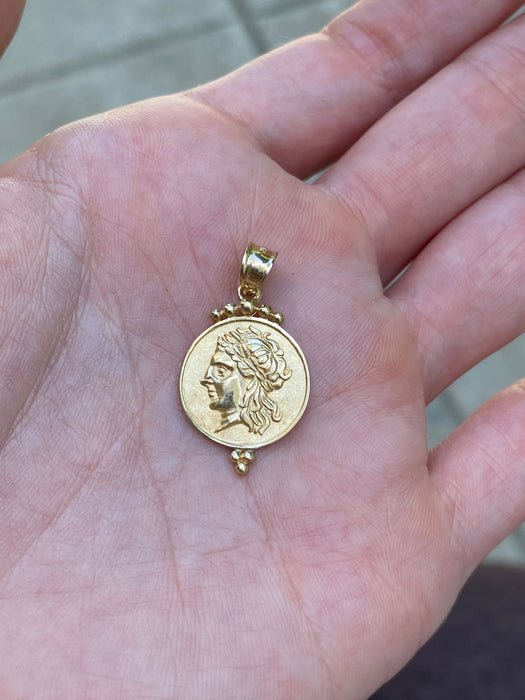 14K Gold Vintage Roman Head Bust Charm