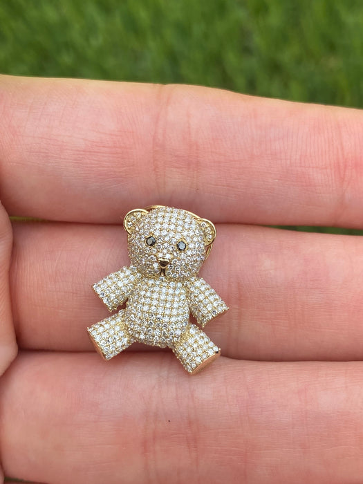 14K Gold Diamond Bear Slider Charm Pendant – 0.59 TCW Natural Diamonds