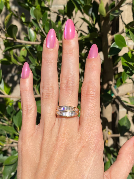 Vintage 18K Gold Double Baguette Diamond Ring – 1.52 TCW Diamonds, Size 6.5