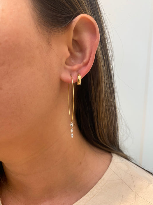 14k marquise drilled diamond wire earrings