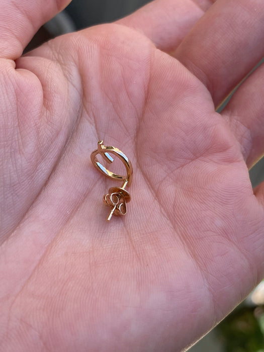 14k single earring diamond letter initial stud