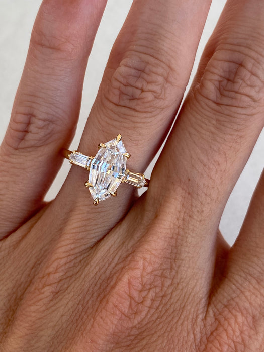 14K 2.38 TCW Step Cut Marquise Lab Grown Diamond Ring