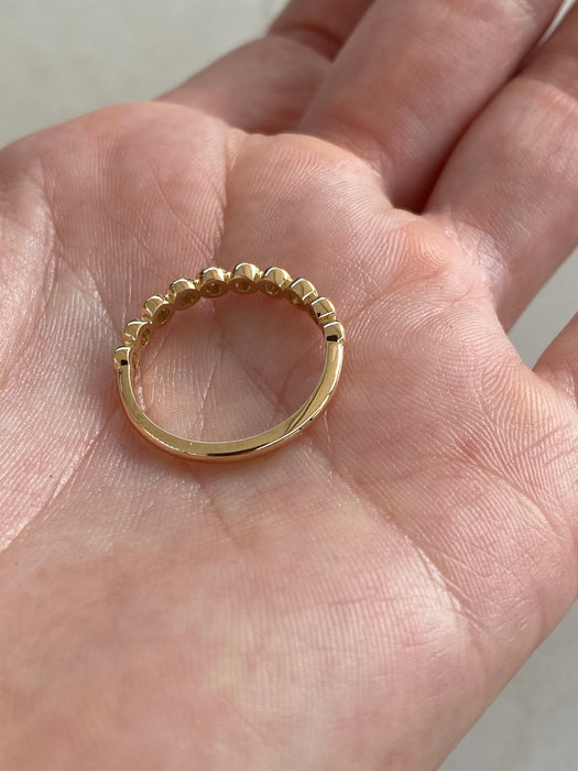14K Gold Bezel Set Round Lab Diamond Band Ring