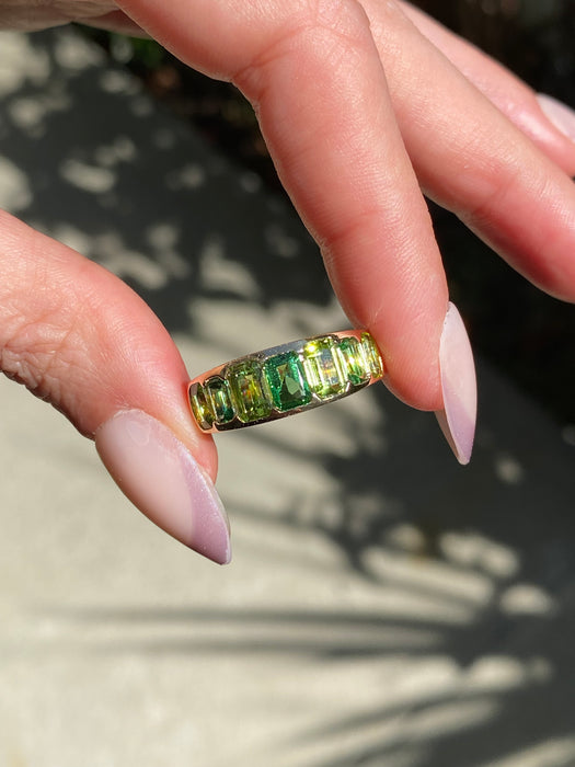 14k Gold Tsavorite Garnet & Peridot Ring Size 7