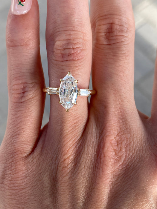 14K 2.38 TCW Step Cut Marquise Lab Grown Diamond Ring