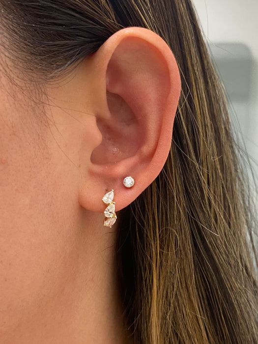 14K Gold Round Lab Diamond Flat Back Single Earring