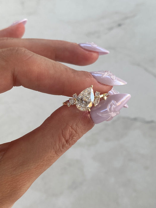 14K 1.9 TCW Pear Lab Diamond Cluster Ring